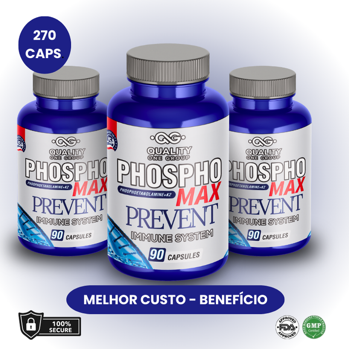 PHOSPHOMAX PREVENT | Combo 3 Frasco - 270 caps | Melhor custo-benefício | Fosfoetanolamina Original